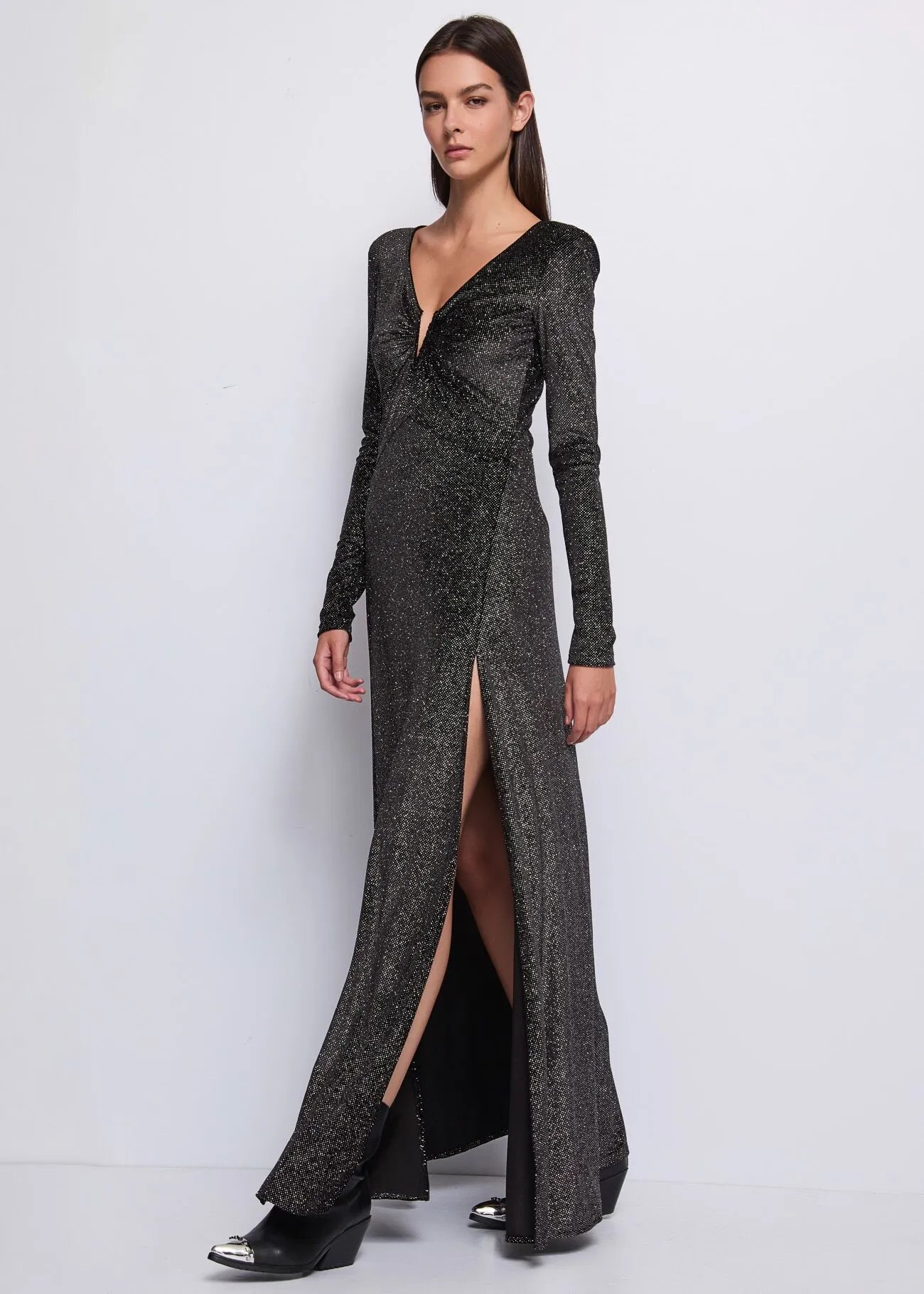 DENNY ROSE Abito Lungo Ciniglia e Glitter