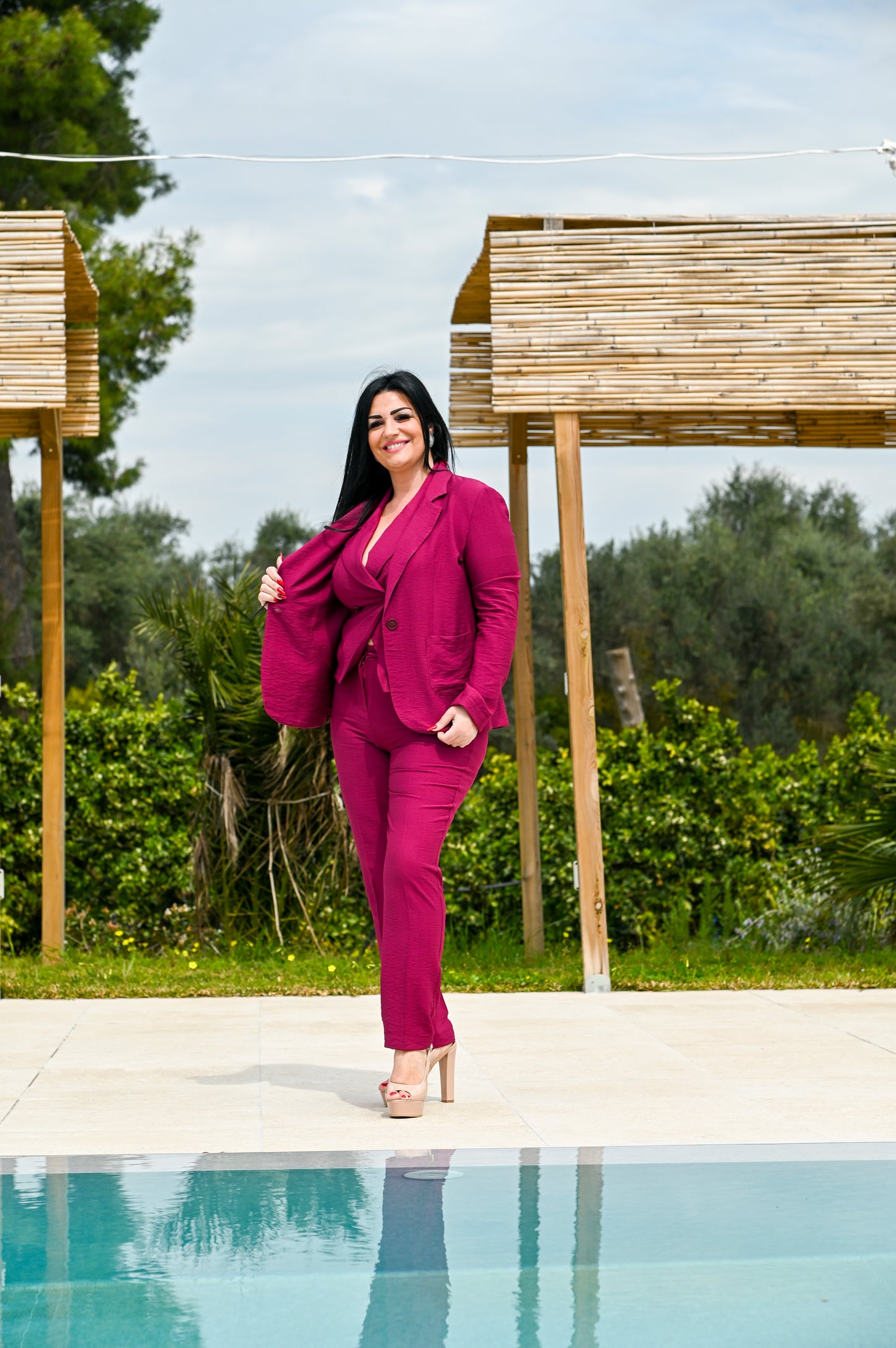 EDAS Pantalone Ventaglio in Viscosa con Elastico