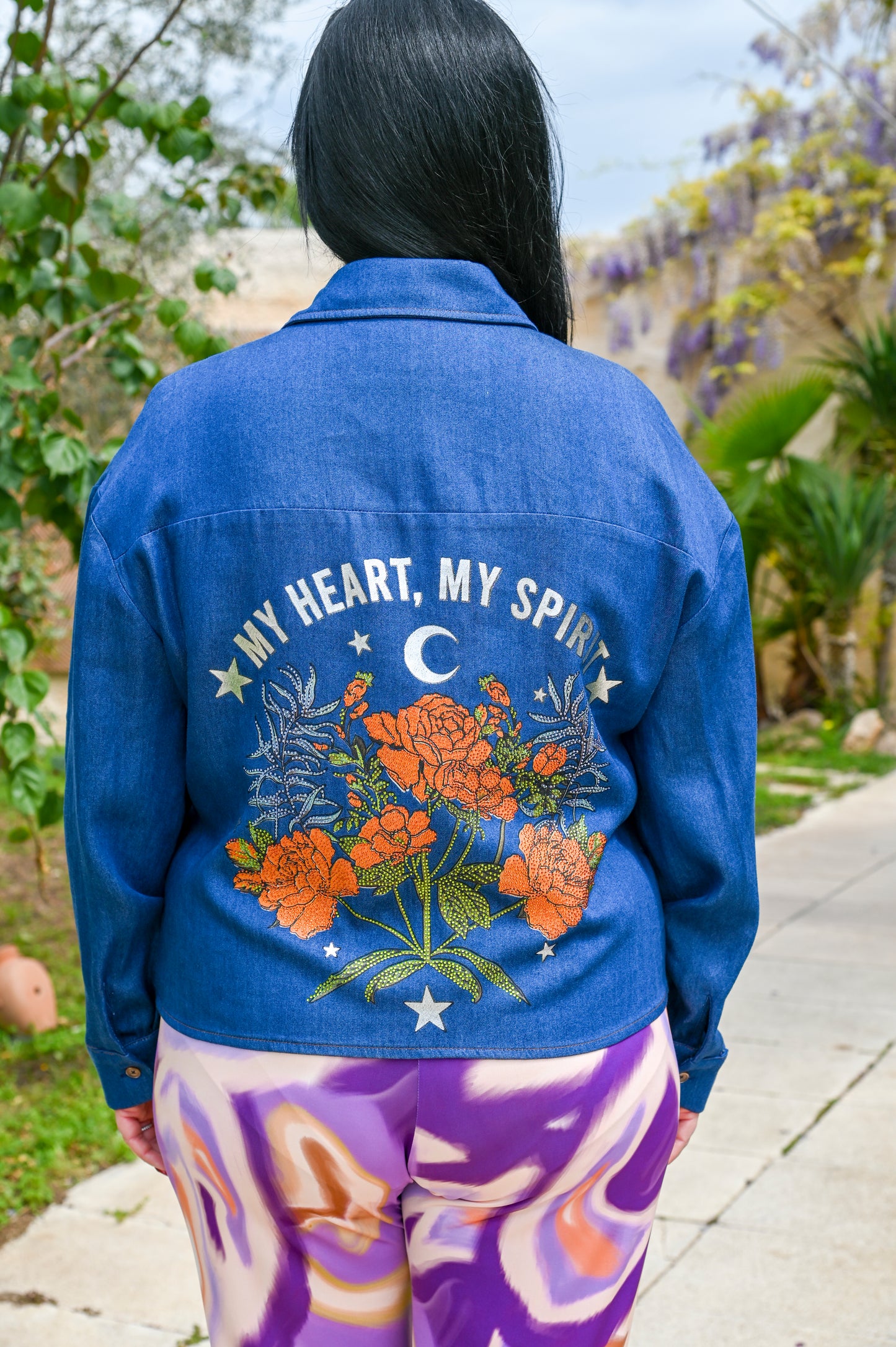 EDAS Giacca Camicia in Denim con Applicazioni