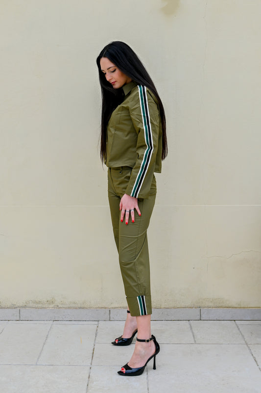 LOLA CASADEMUNT Pantalone Dritto con Piegone in Cotone Popeline