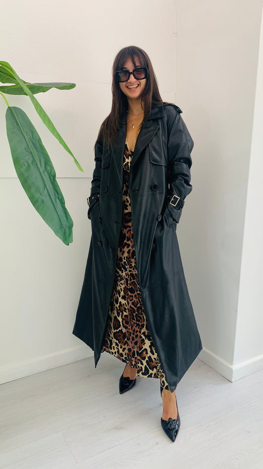 FRACOMINA Trench Over Black in Ecopelle