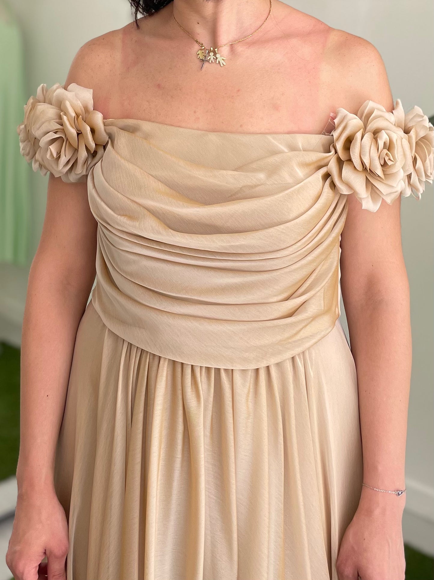 BIANCA BRANDI Abito Lungo Morbido Sfumato Oro