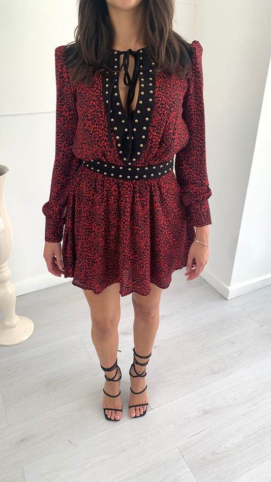 DENNY ROSE Abito Corto in Georgette Animalier