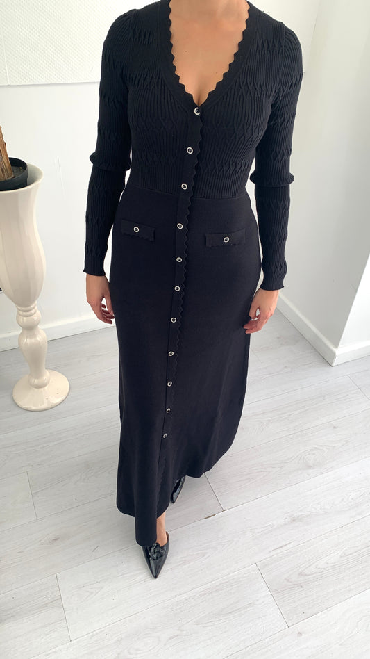 FRACOMINA Abito Lungo in Viscosa Morbida con Bottoni