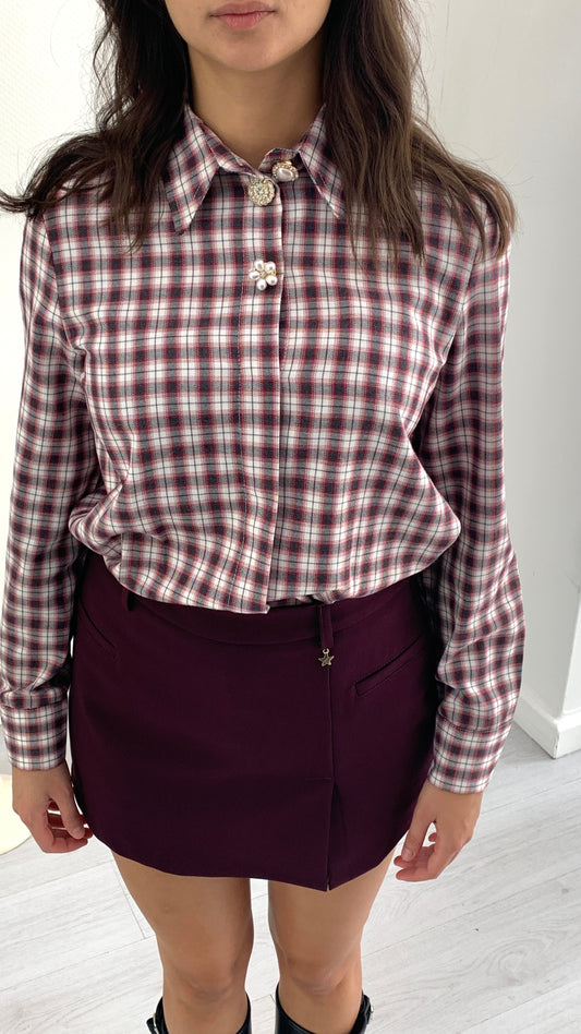 QUEGUAPA Camicia Bridget Quadri Bordeaux