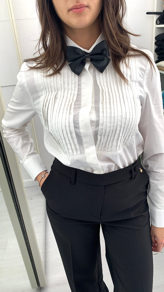 QUEGUAPA Camicia Dalia con Pieghe e Papion