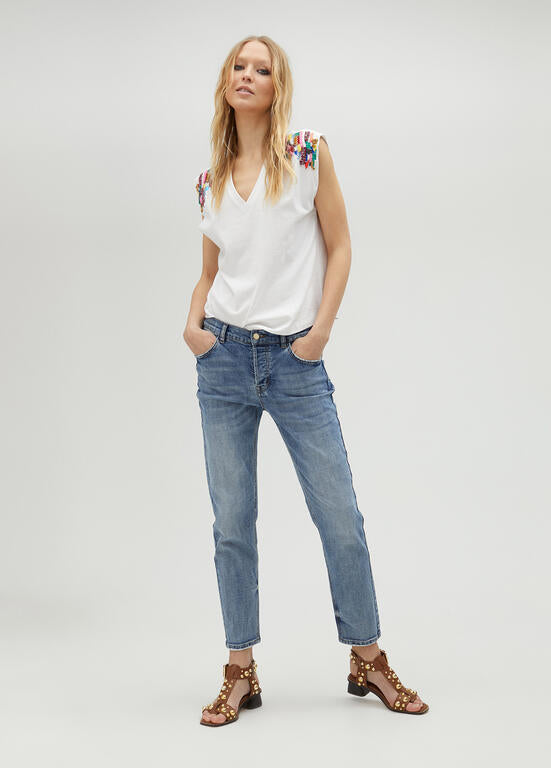 LOLA CASADEMUNT T-Shirt Strass sulle Spalle