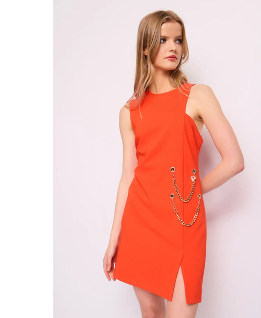 DENNY ROSE Abito Corto con Catene