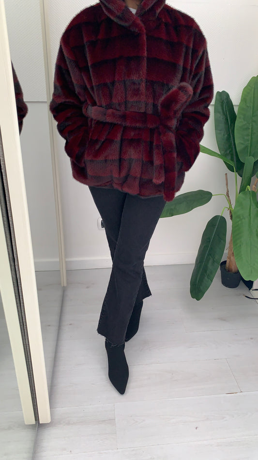 EDAS Ecopelliccia Eliseo Zebrata Bordeaux e Nera con Cintura