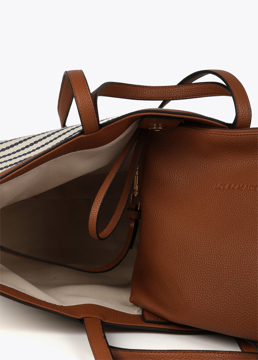 LOLA CASDEMUNT Borsa Grande Rigata con Tasca Esterna