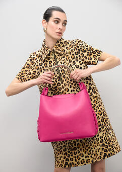 Borsa a mano in pelle fucsia con tracolla regolabile – Griffe Dipierro