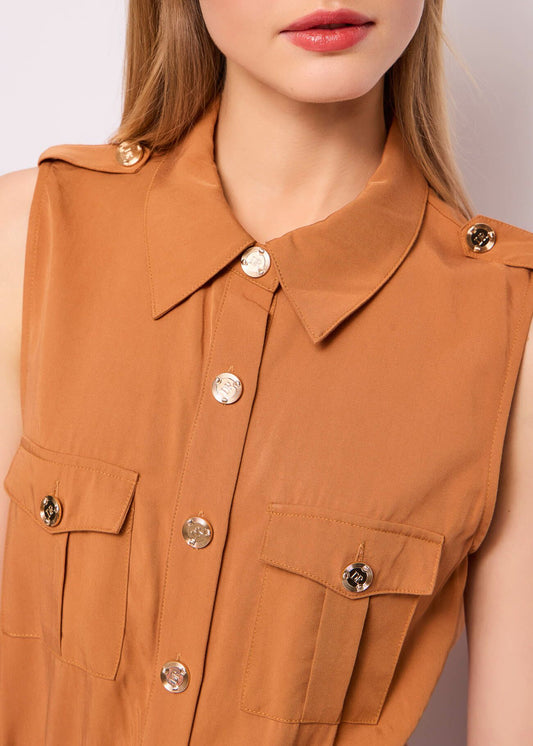 DENNY ROSE Abito Lungo in Lyocell con Balze