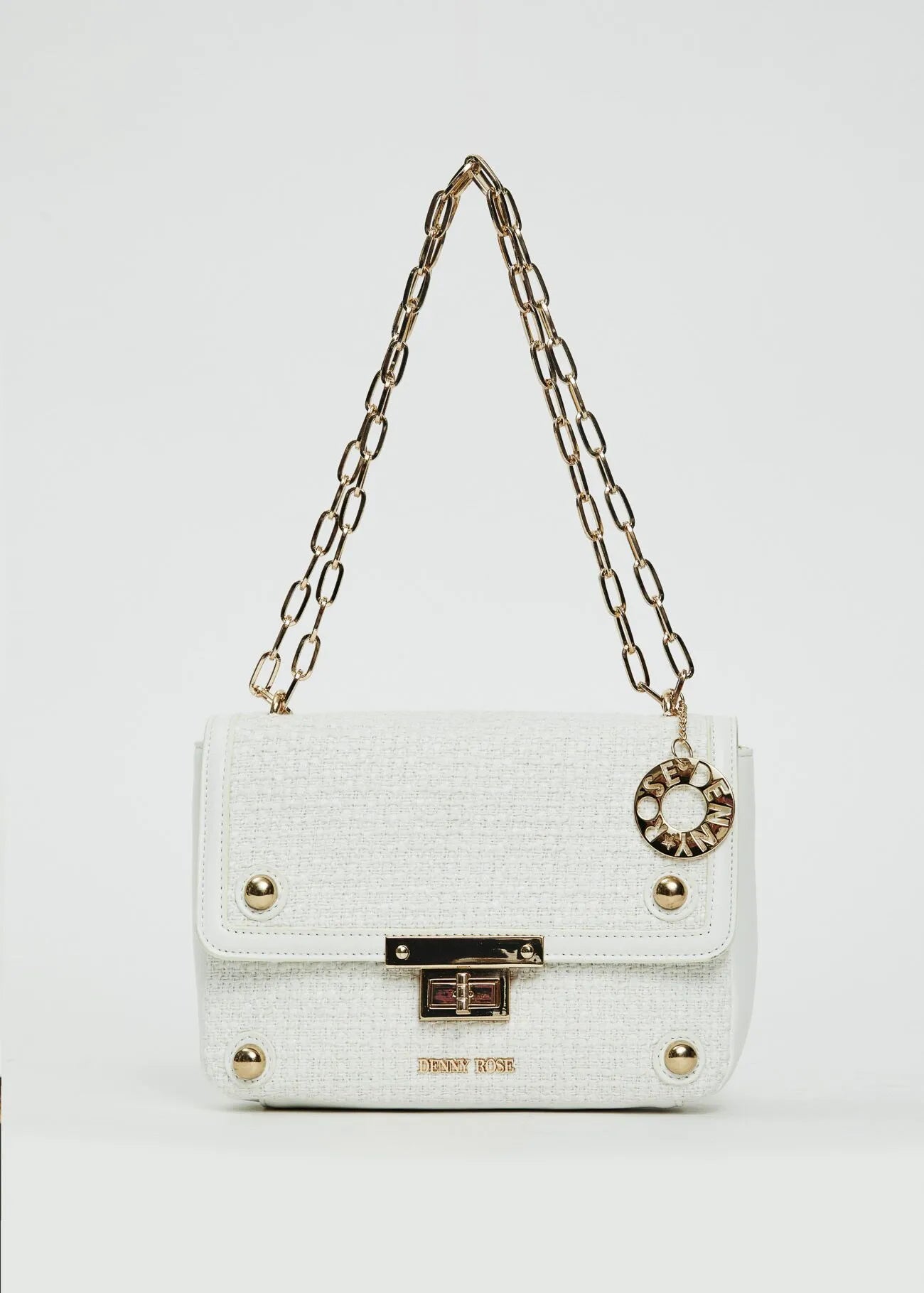 DENNY ROSE Mini Bag Chanel in Raffia con Tracolla Catena