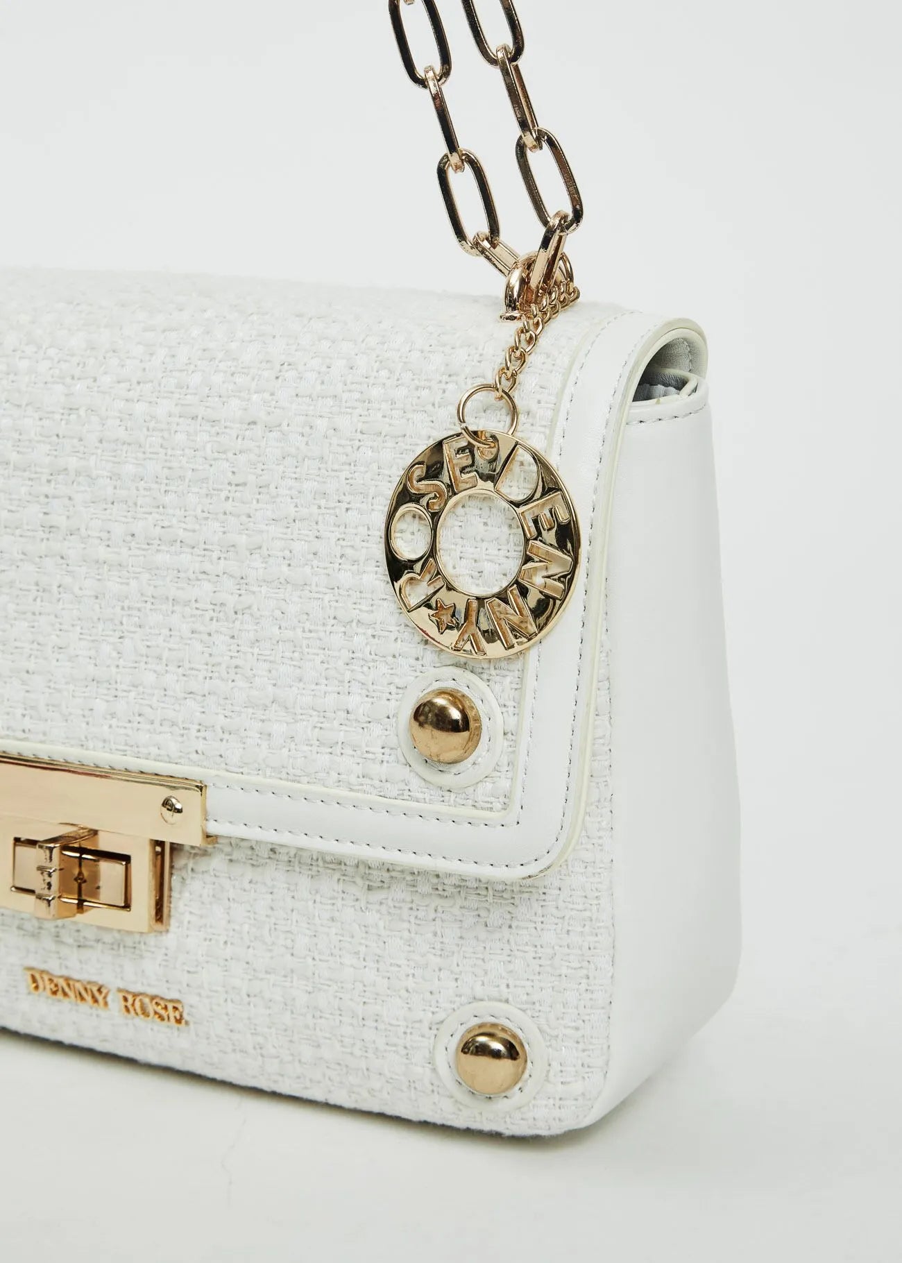 DENNY ROSE Mini Bag Chanel in Raffia con Tracolla Catena