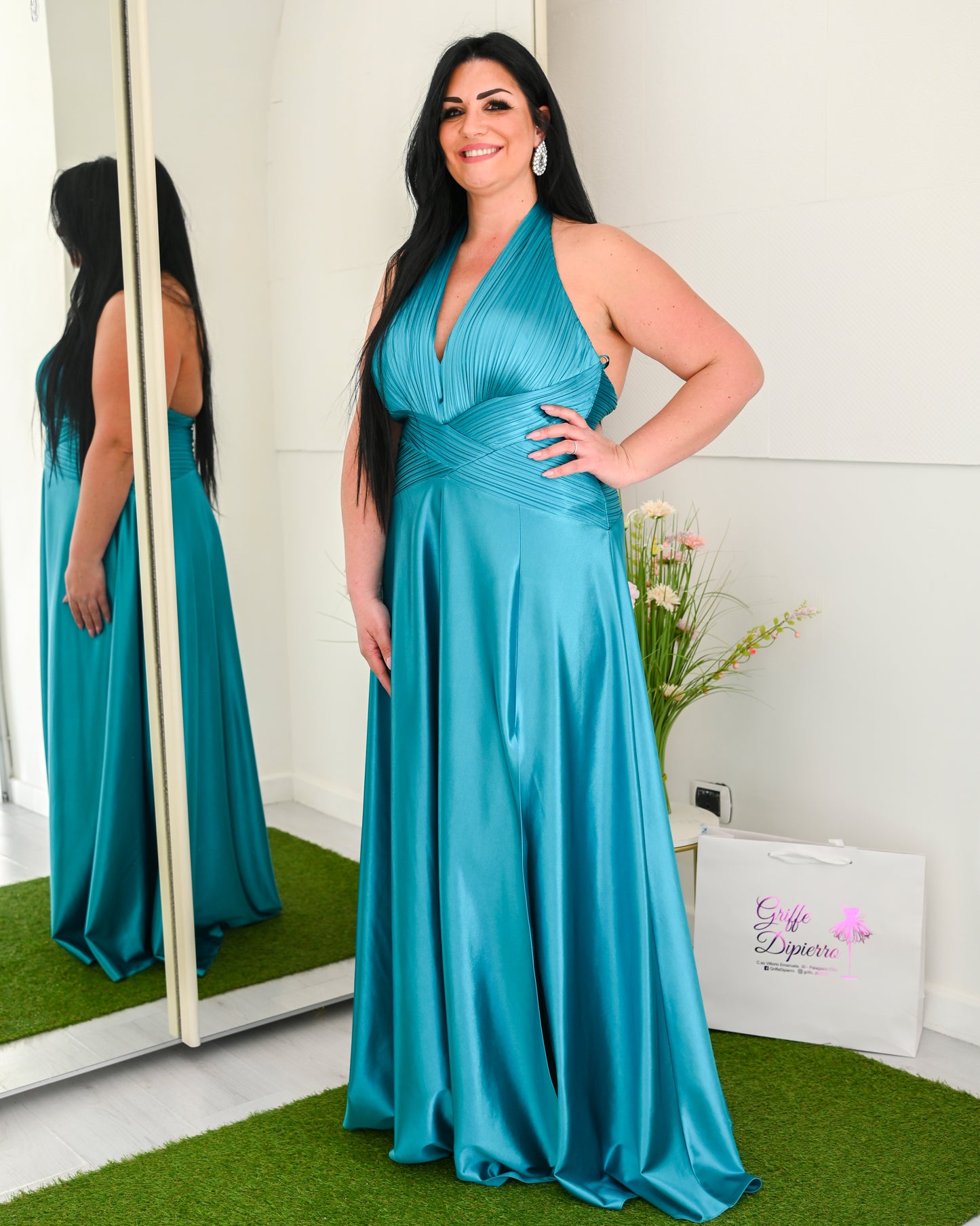 JEAN CRYO' Abito Cerimonia Scollo all'Allamericana con Spacco