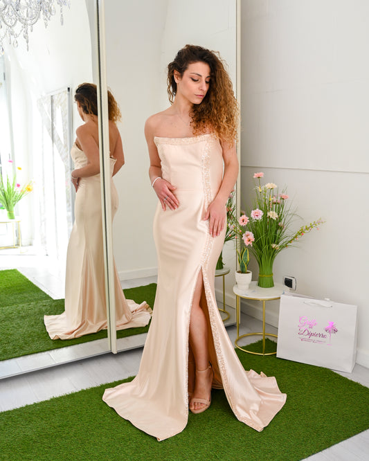 JEAN CRYO' Abito Champagne Cerimonia Ricamato a Mano