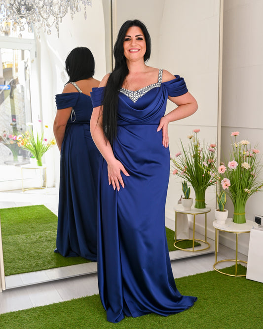 JEAN CRYO' Abito in Seta con Scollo a Cuore Ricamato con Swaroski