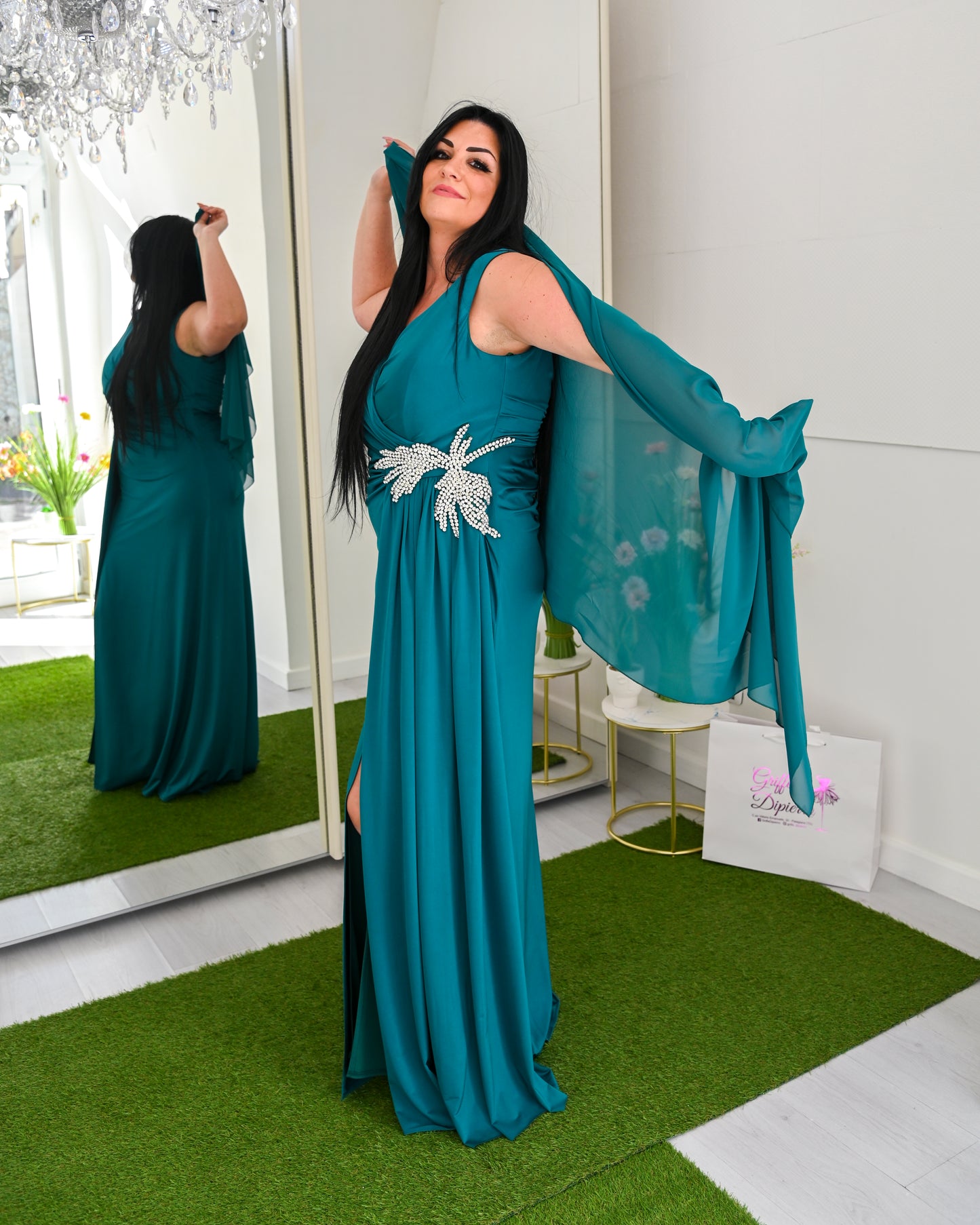 BIANCA BRANDI Abito da Cerimonia Curvy con Applicazioni in Swaroski