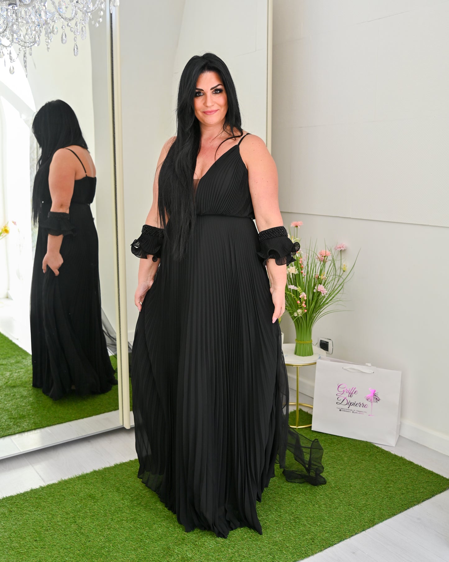 SOPHIE Abito Cerimonia Morbido con Punto Vita Gioiello