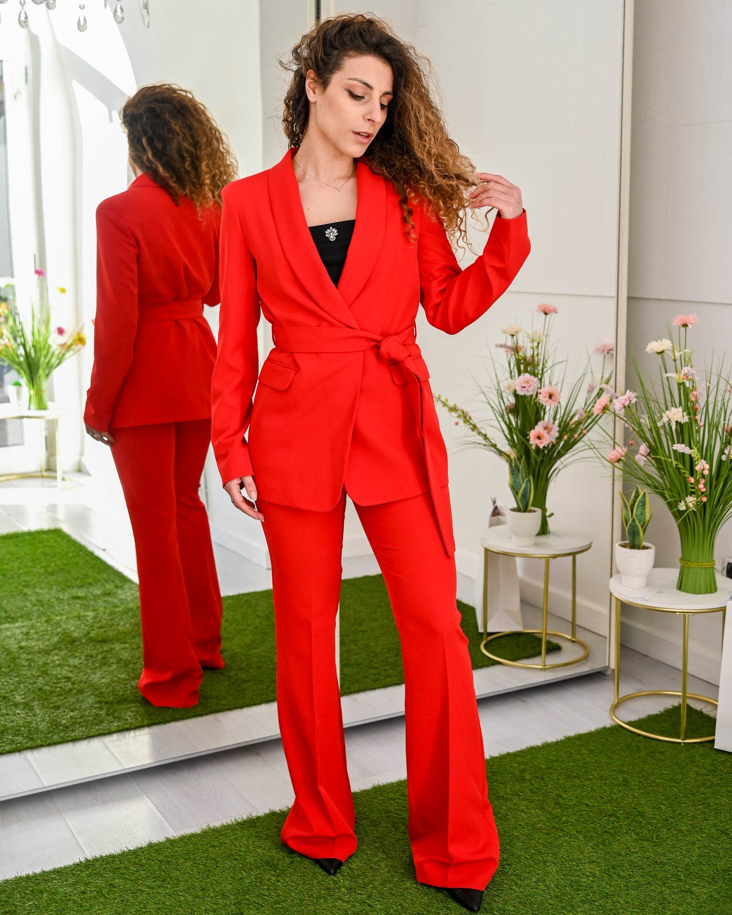 FRACOMINA Tailleur con Giacca Lunga con Fiocco