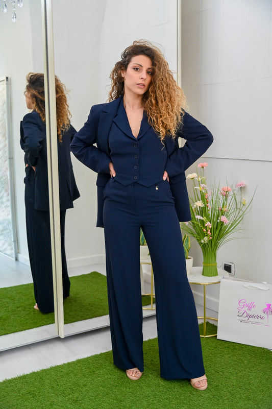 QUEGUAPA Tailleur in Cadì Completo di Gilet