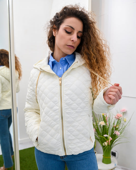 FRACOMINA Trapuntina Leggera Cream con Cappuccio