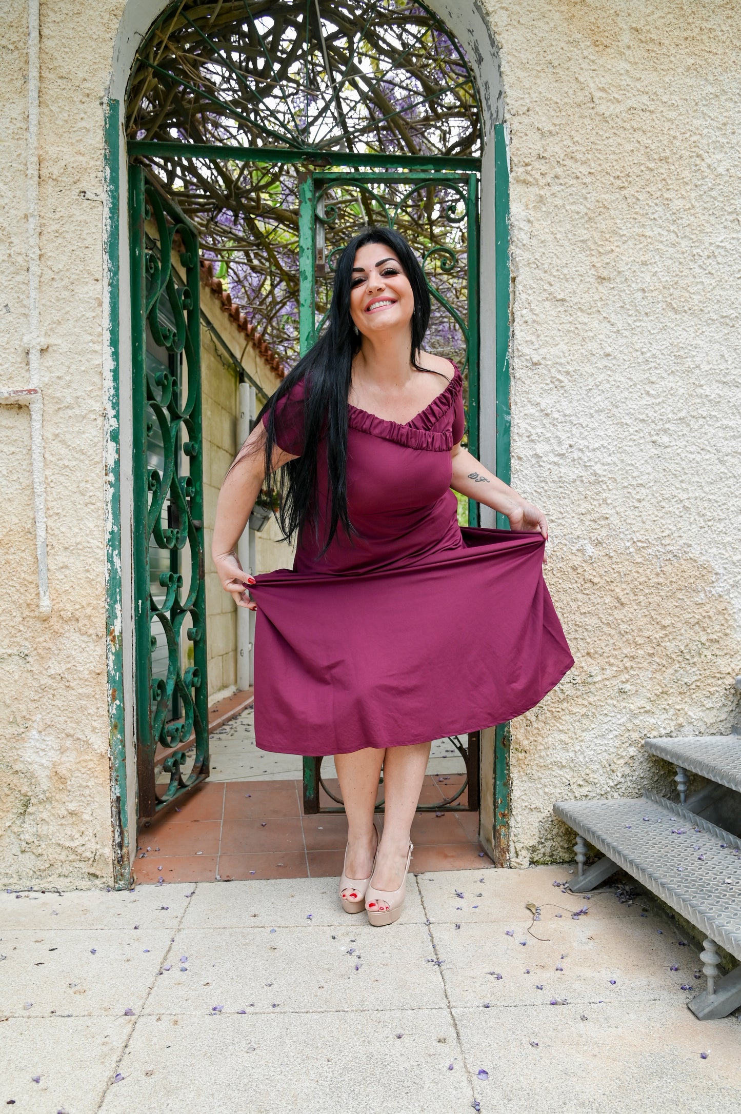 EDAS Abito con Scollo a Barca in Jersey Viscosa