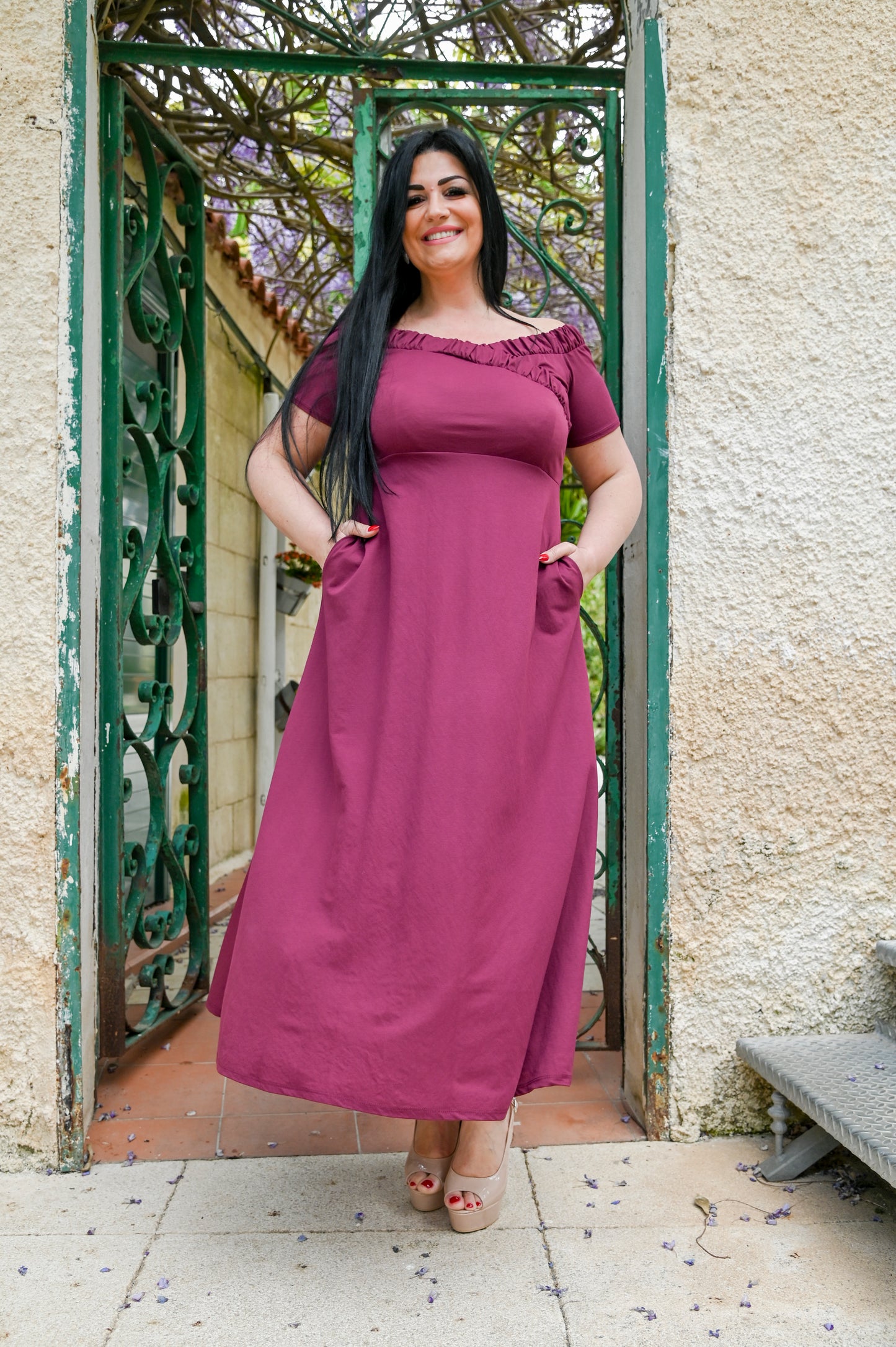 EDAS Abito con Scollo a Barca in Jersey Viscosa