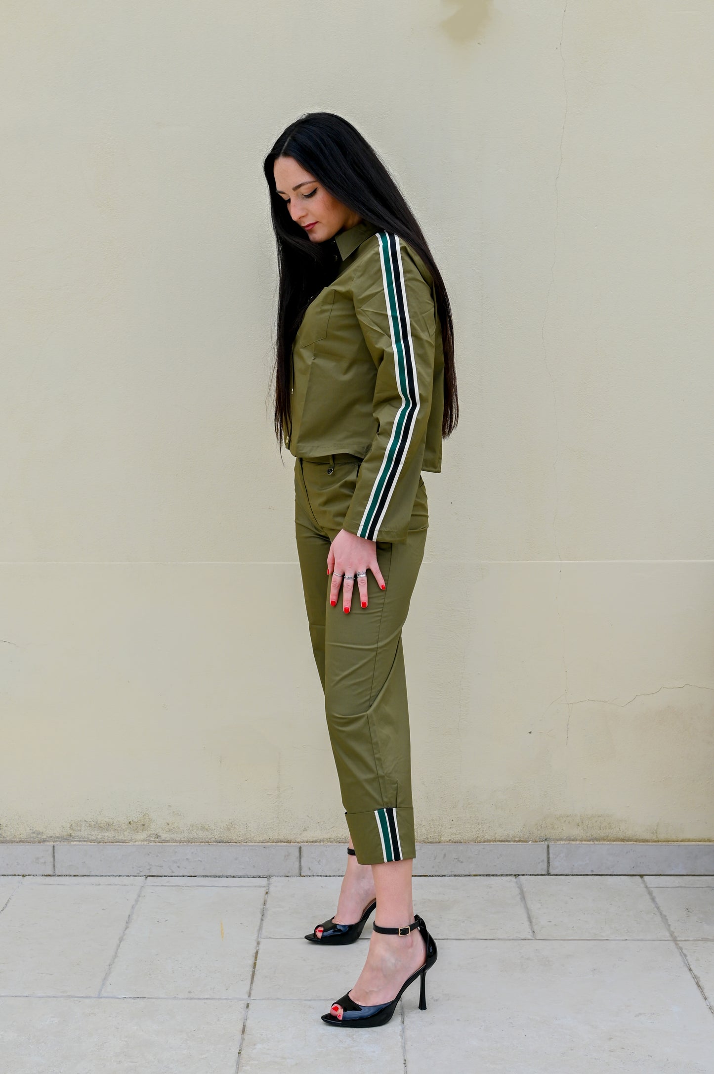 LOLA CASADEMUNT Camicia Giacca in Cotone con Bande Laterali