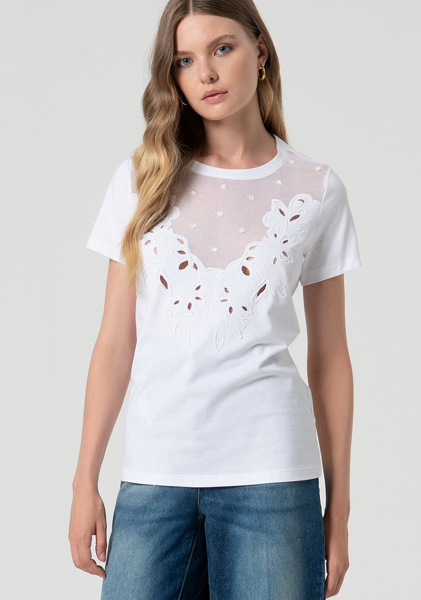 FRACOMINA T-Shirt Rintaglio e Ricami