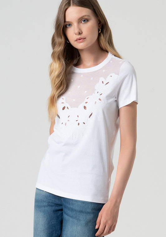 FRACOMINA T-Shirt Rintaglio e Ricami