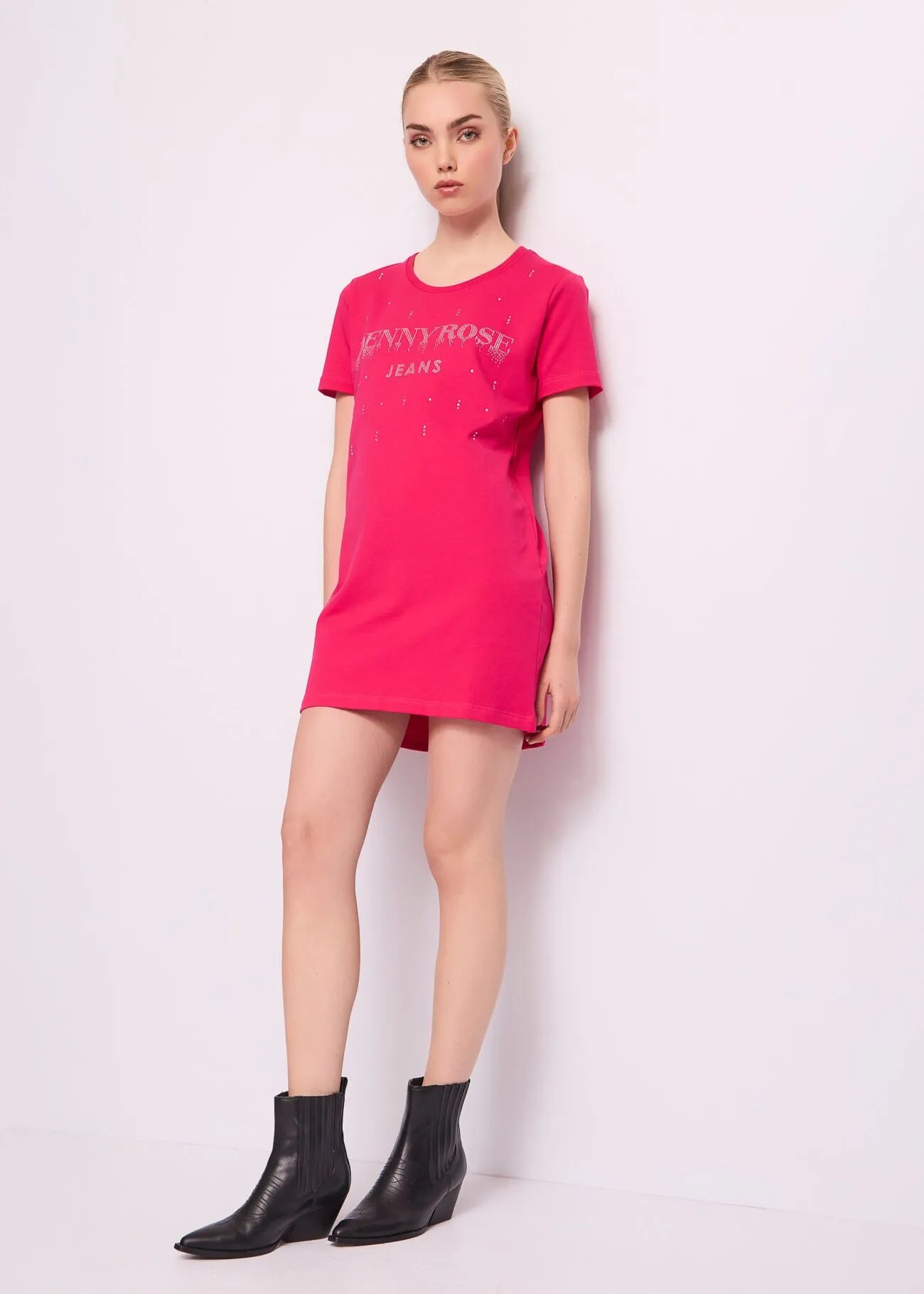 DENNY ROSE Abito Corto in Cotone Logato