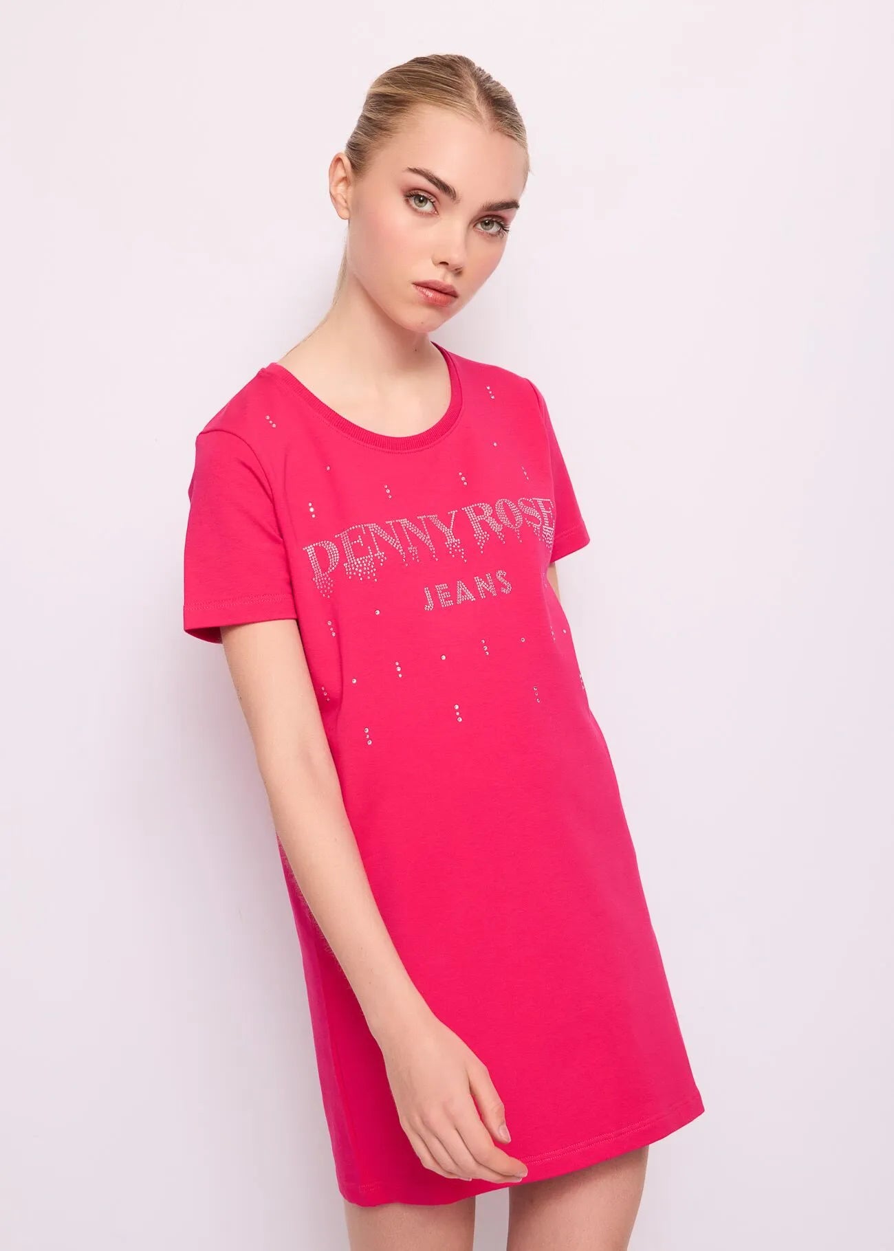 DENNY ROSE Abito Corto in Cotone Logato