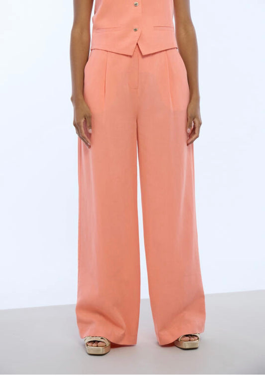 Tailleur fluido Lola Casademunt color pesca - completo pantalone