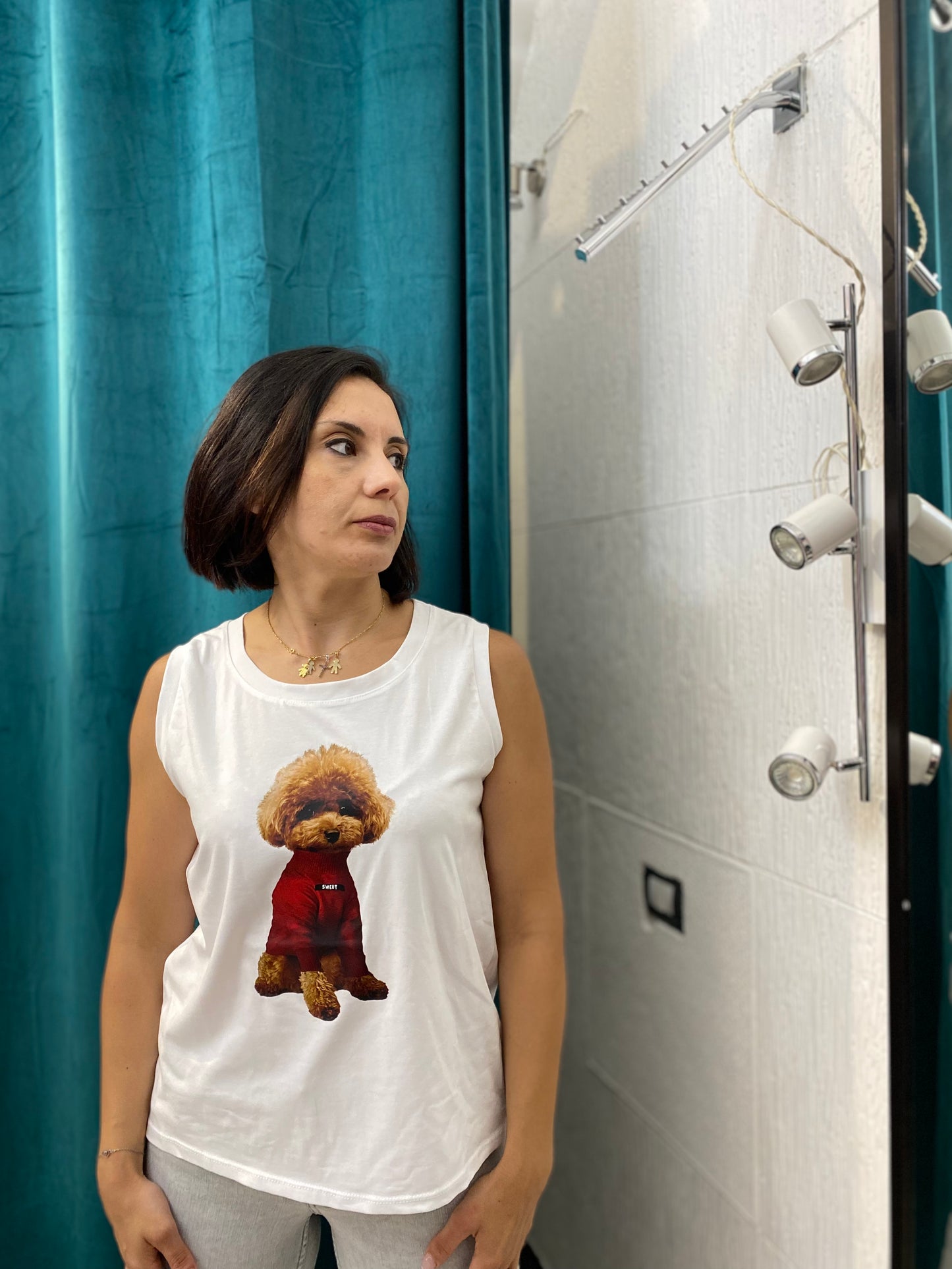 NINÉE T-shirt Smanicata Simpatica con Cucciolo