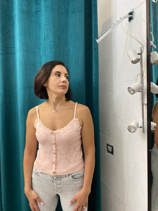 MARCIANO Top Traforato con Bottoni Gold