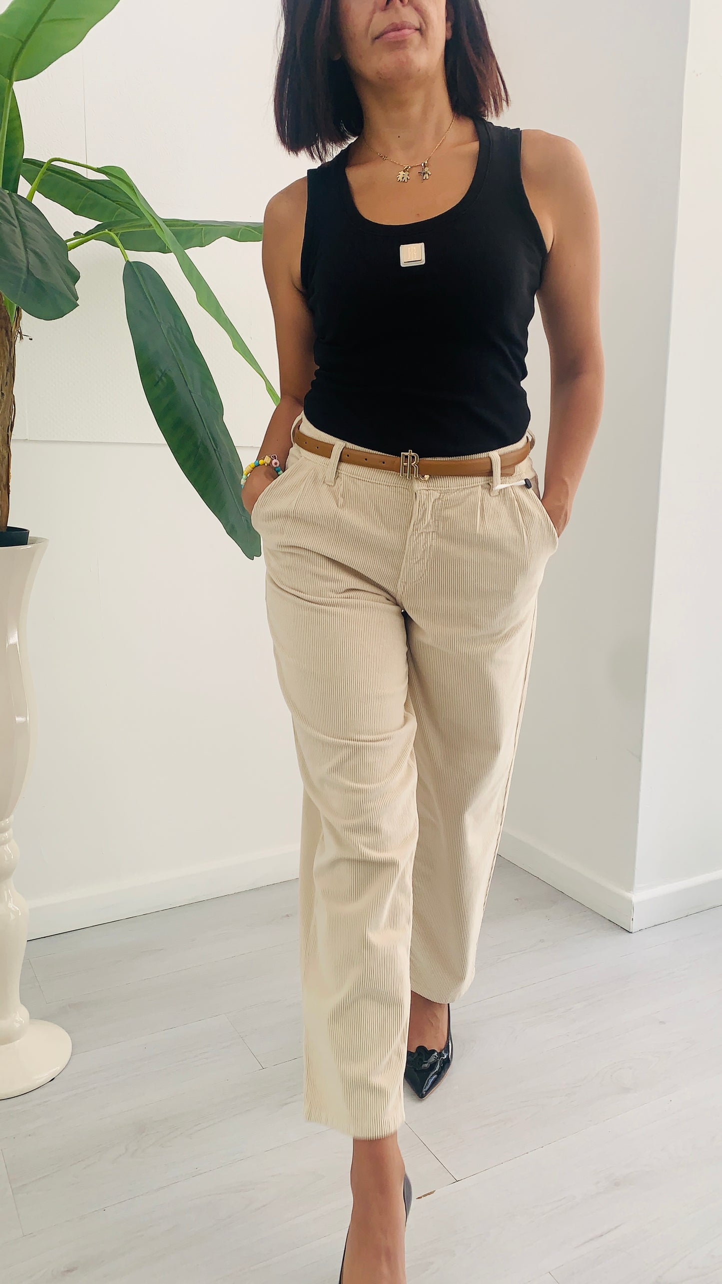 FRACOMINA Pantalone Chinos Carrot a Costine con Cintura