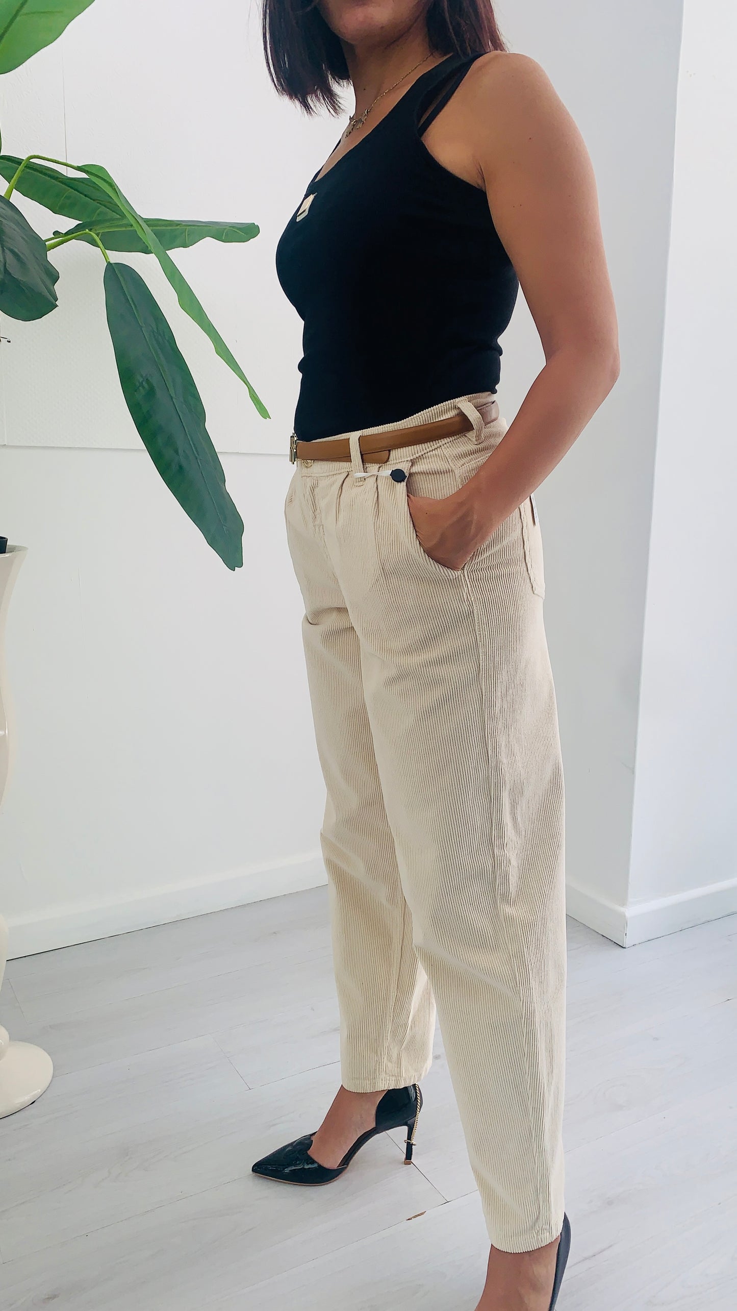 FRACOMINA Pantalone Chinos Carrot a Costine con Cintura