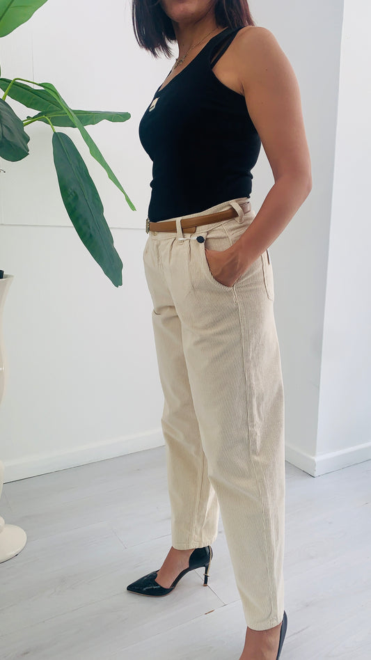 FRACOMINA Pantalone Chinos Carrot a Costine con Cintura
