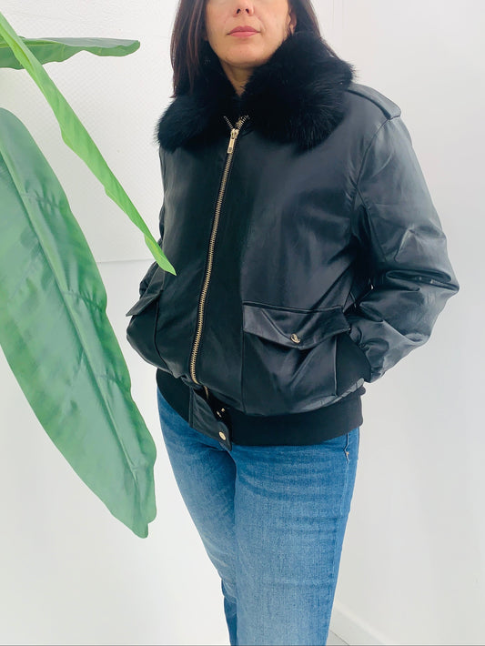 FRACOMINA Bomber in Ecopelle con Pelliccia