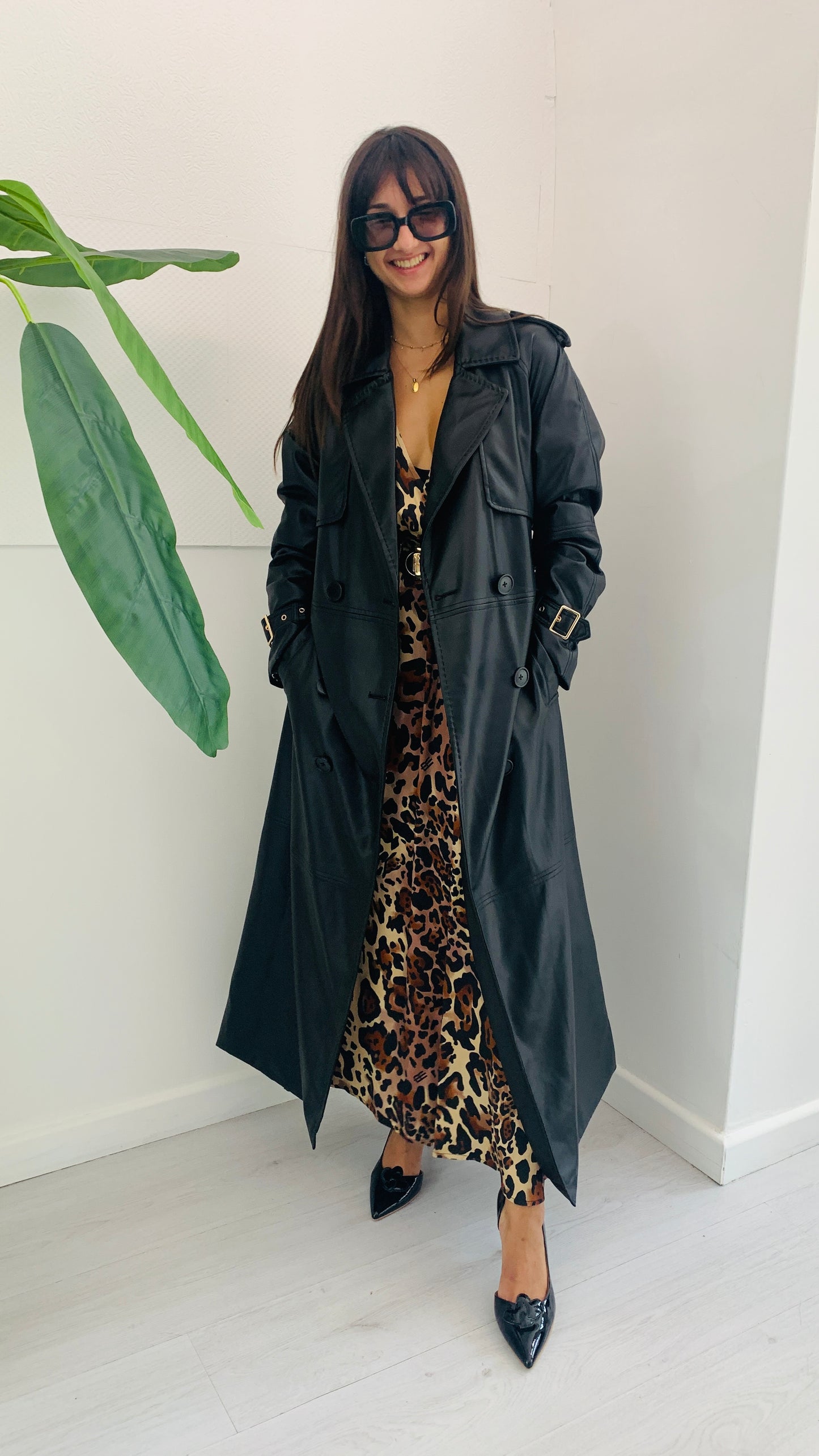 FRACOMINA Trench Over Black in Ecopelle