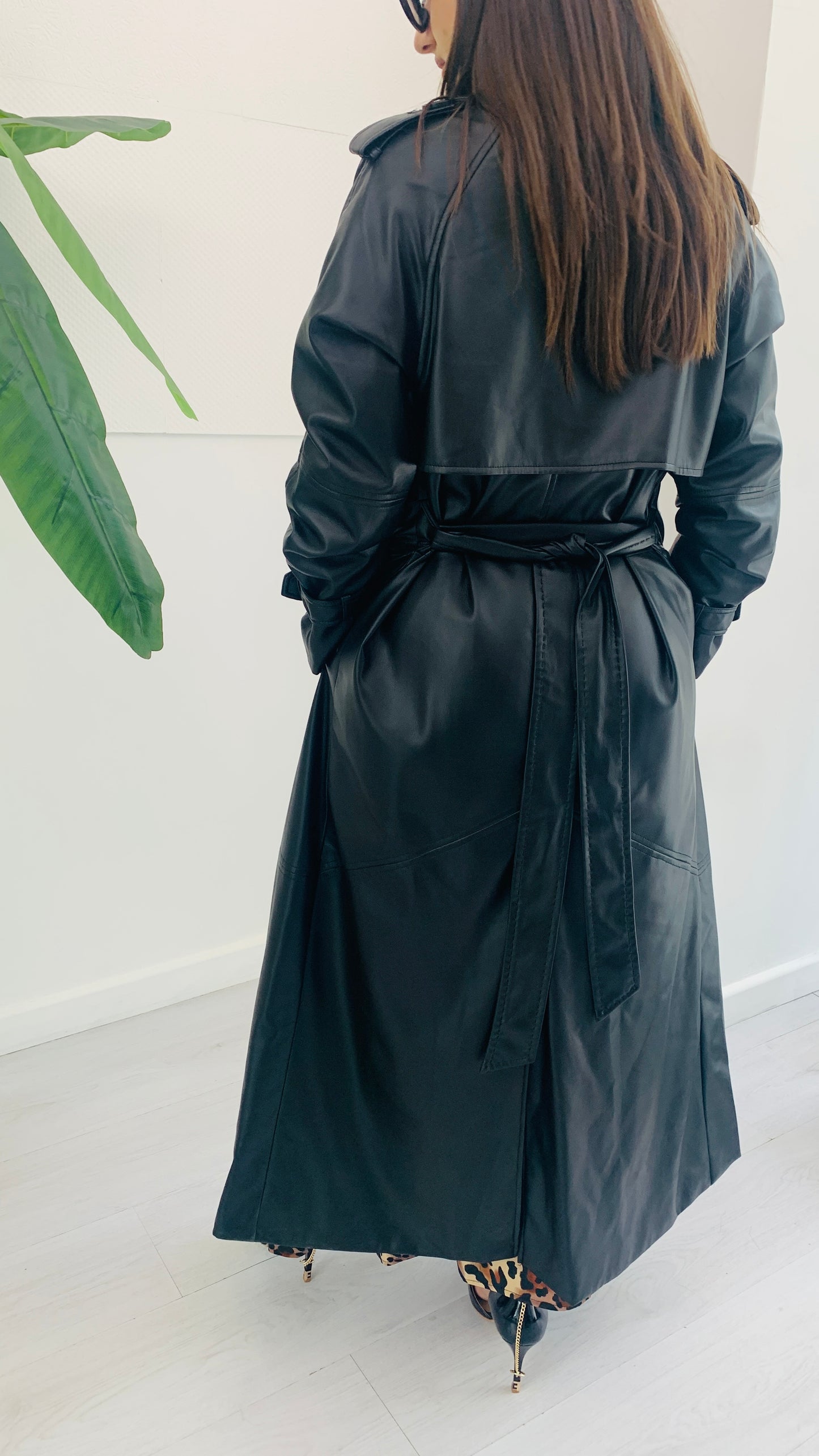 FRACOMINA Trench Over Black in Ecopelle