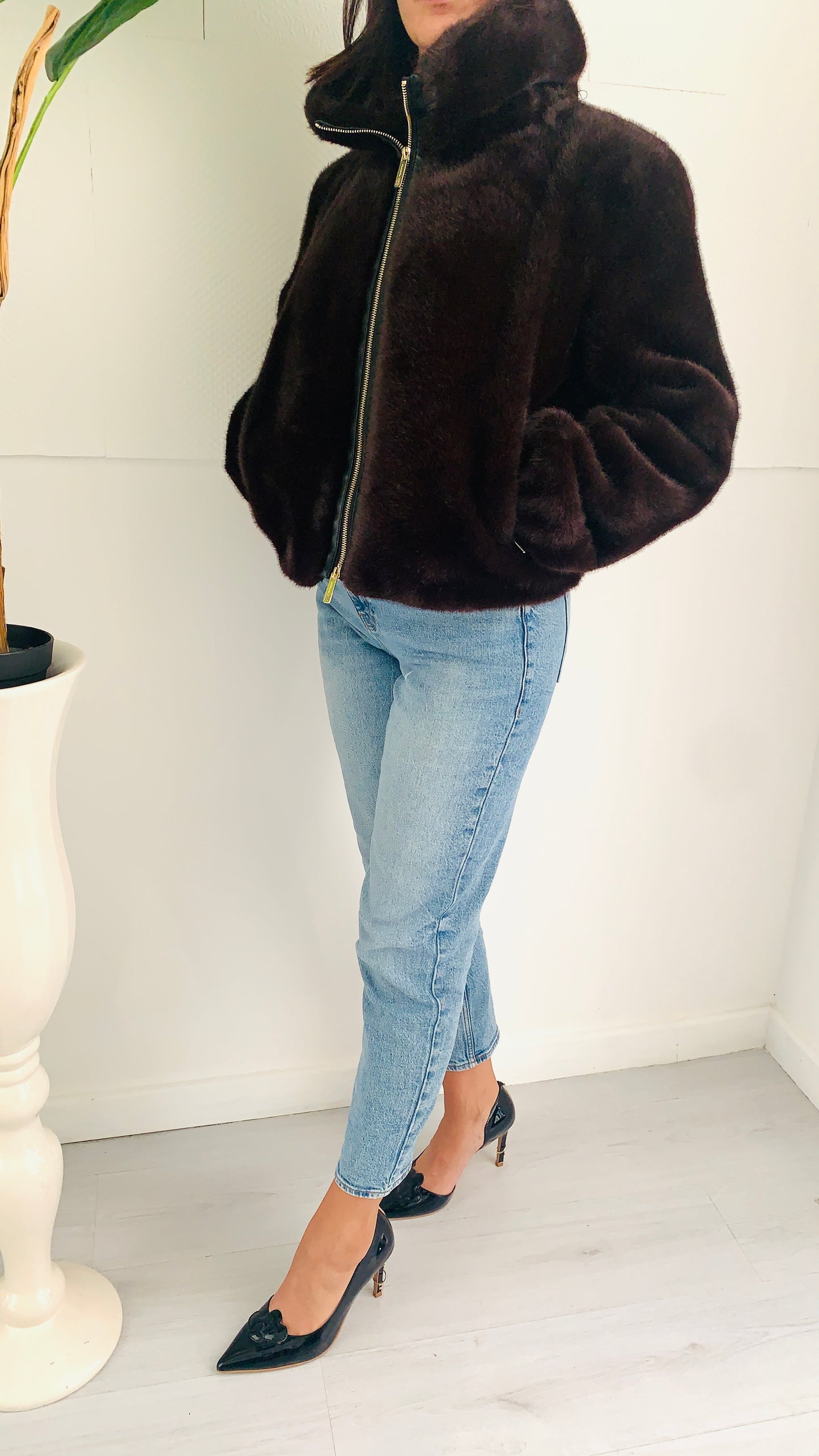 FRACOMINA Visone Brown con Inserti in Pelle