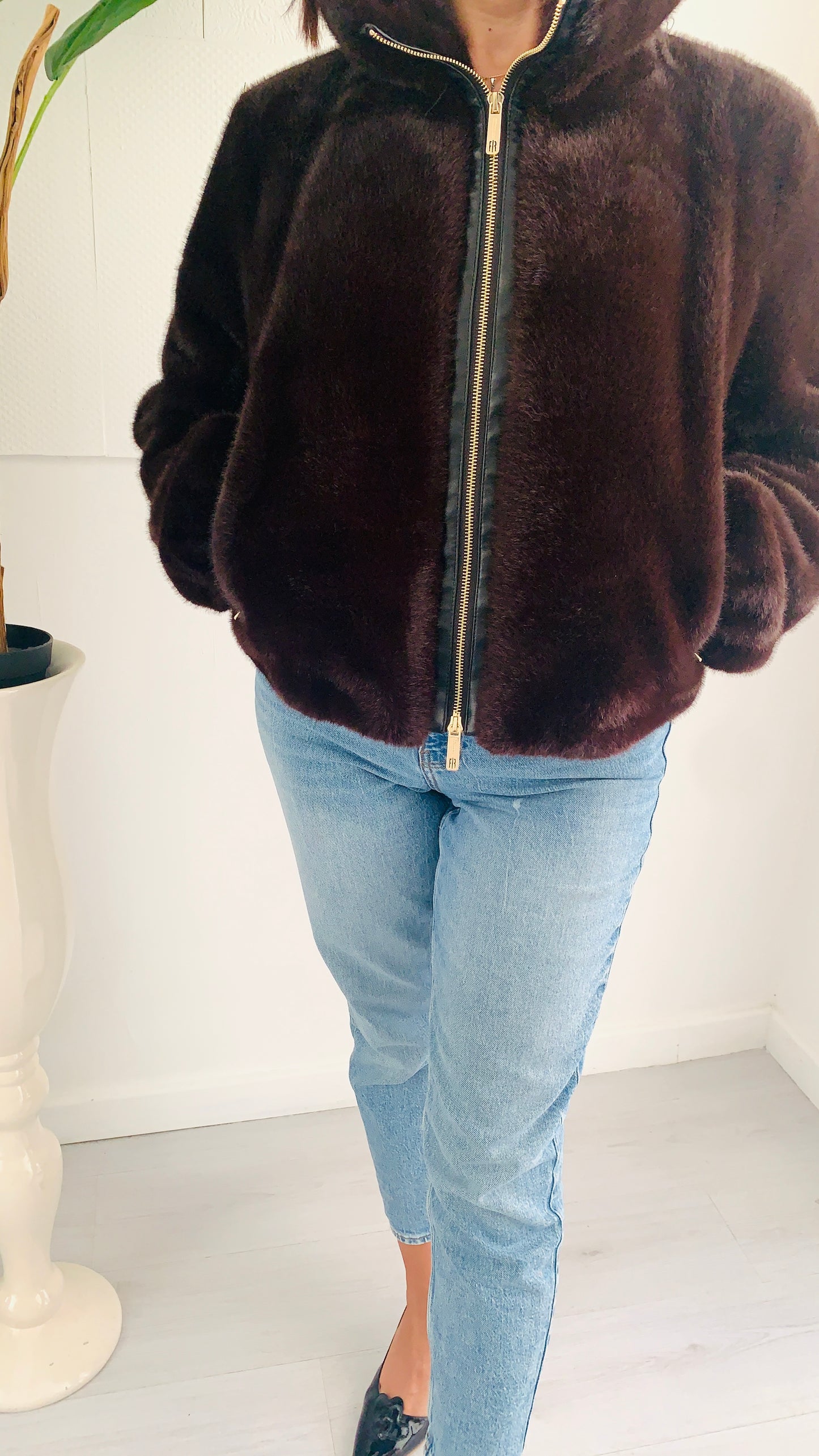 FRACOMINA Visone Brown con Inserti in Pelle