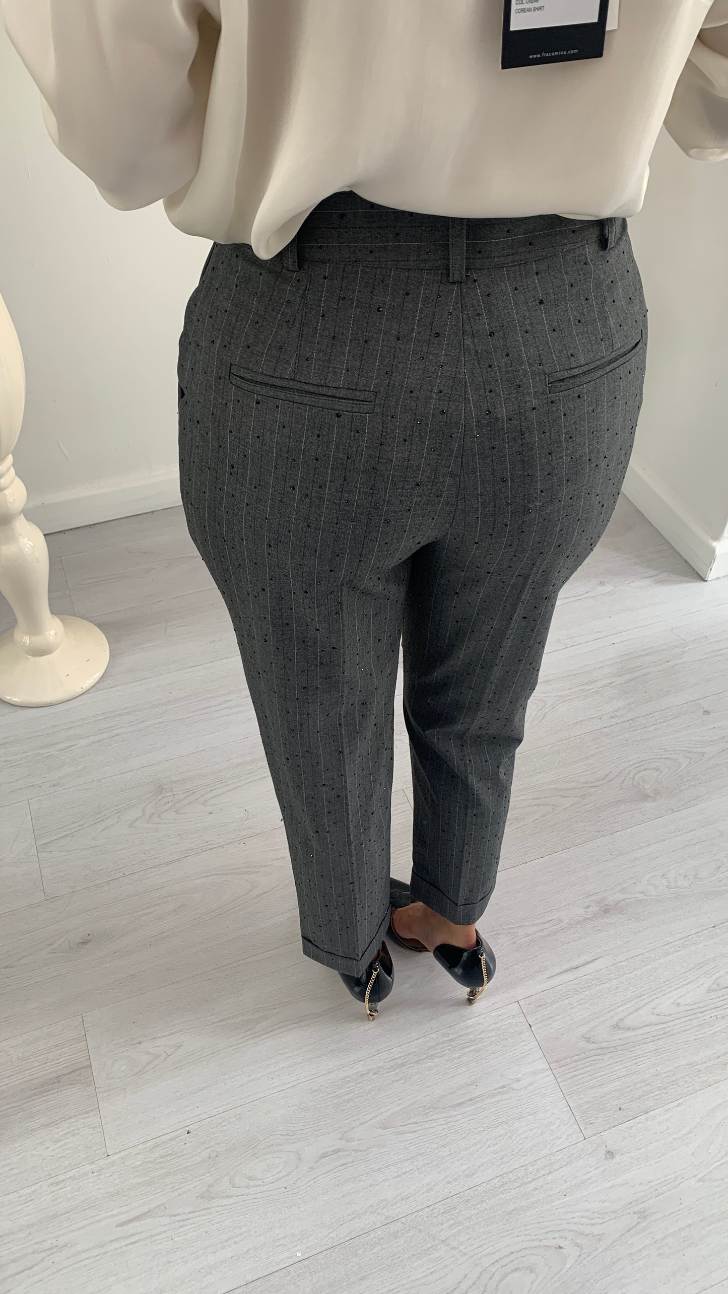 FRACOMINA Pantalone Gessato con Punti Luce Chinos