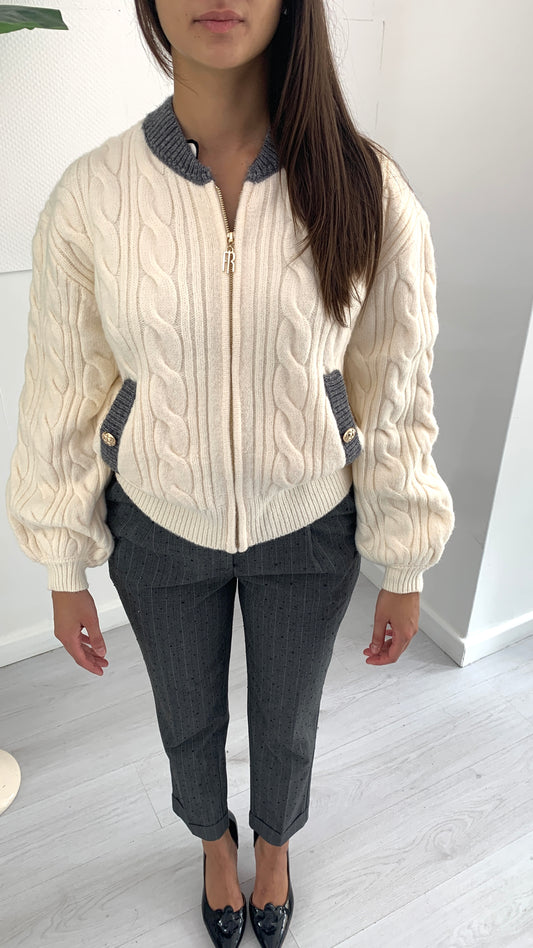 FRACOMINA Bomber in Lana con Zip Vanilla GreymeLANGE