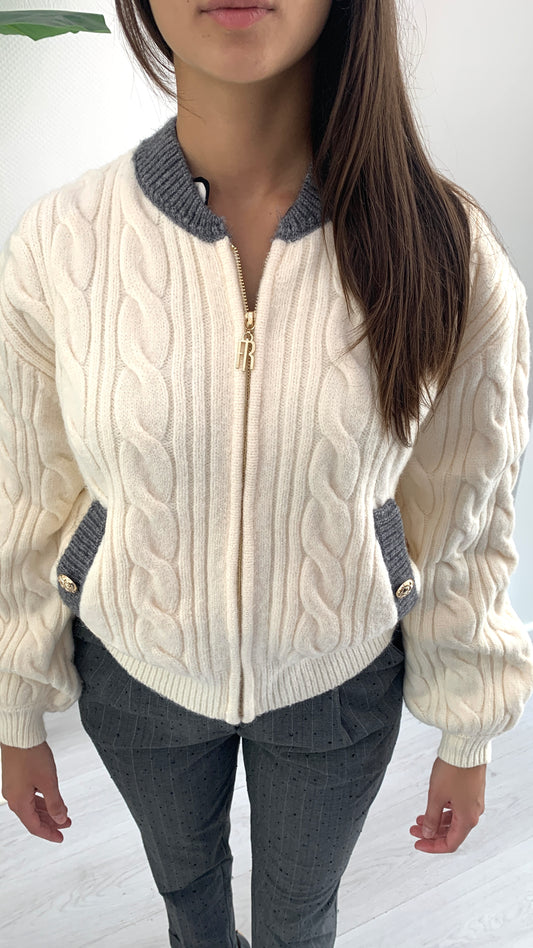 FRACOMINA Bomber in Lana con Zip Vanilla GreymeLANGE