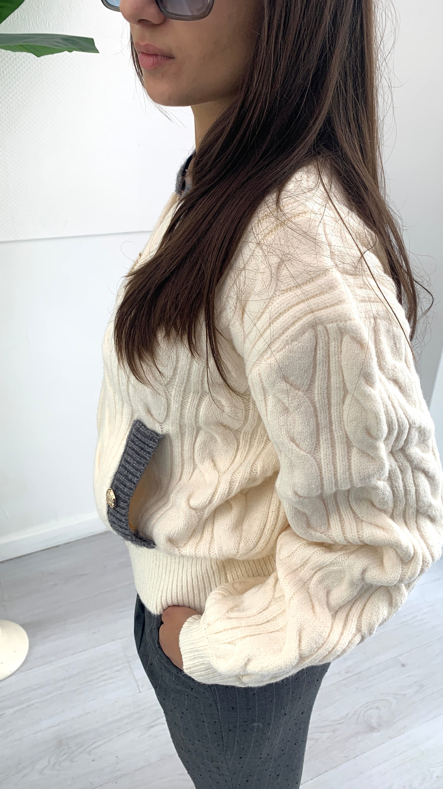 FRACOMINA Bomber in Lana con Zip Vanilla GreymeLANGE