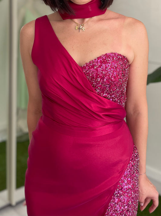 BIANCA BRANDI Abito Scollo a Cuore in Taftà Elastico