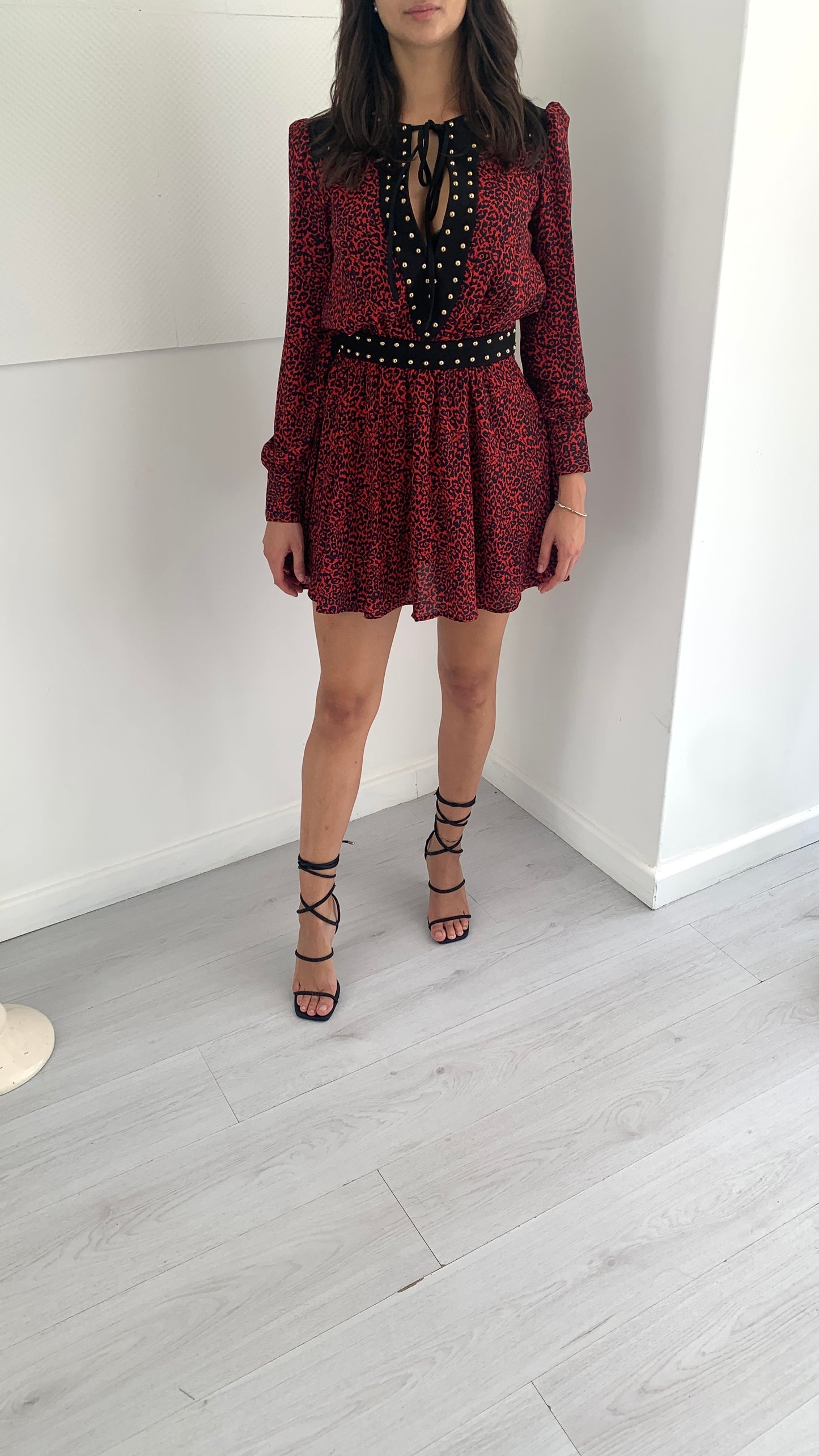 DENNY ROSE Abito Corto in Georgette Animalier